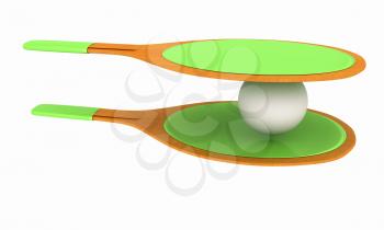 Rackets for playing table tennis. 3D rendering