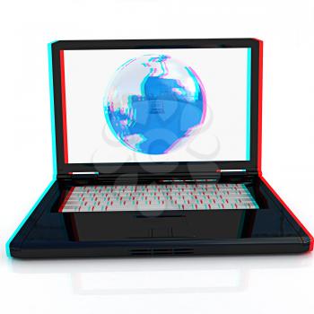 Computer Network Online concept on a white background. Anaglyph. View with red/cyan glasses to see in 3D. 3D illustration