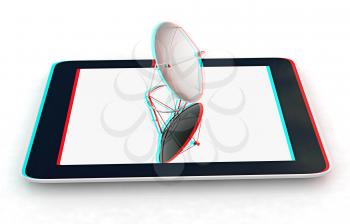 The concept of mobile high-speed Internet on a white background. 3D illustration. Anaglyph. View with red/cyan glasses to see in 3D.