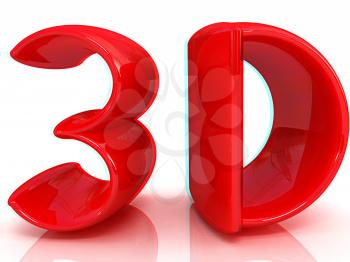 3d text on a white background. Anaglyph. View with red/cyan glasses to see in 3D. 3D illustration