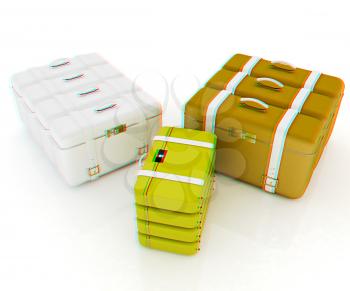 travel bags on white . 3D illustration. Anaglyph. View with red/cyan glasses to see in 3D.