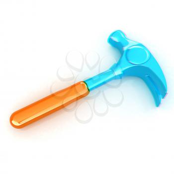 Hammer on white background . 3D illustration. Anaglyph. View with red/cyan glasses to see in 3D.