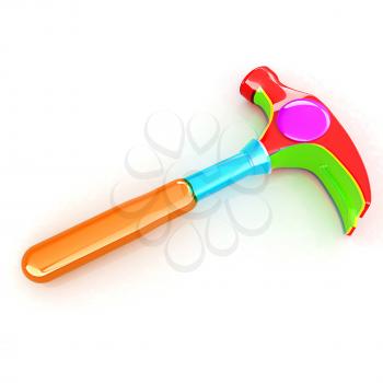 Hammer on white background . 3D illustration. Anaglyph. View with red/cyan glasses to see in 3D.