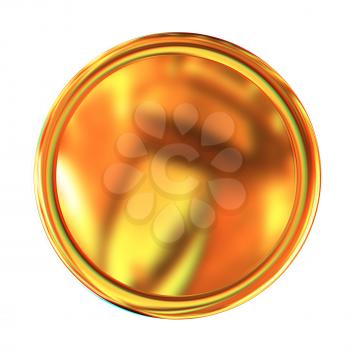 Golden Web button isolated on white background. 3D illustration. Anaglyph. View with red/cyan glasses to see in 3D.