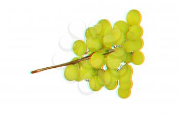 Grapes isolated on white background. 3D illustration. Anaglyph. View with red/cyan glasses to see in 3D.