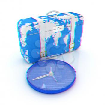 Suitcase for travel. 3D illustration. Anaglyph. View with red/cyan glasses to see in 3D.