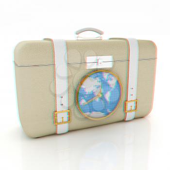 Suitcase for travel. 3D illustration. Anaglyph. View with red/cyan glasses to see in 3D.