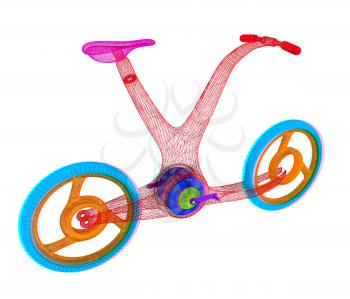 3d modern bike concept. 3D illustration. Anaglyph. View with red/cyan glasses to see in 3D.