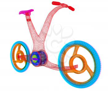 3d modern bike concept. 3D illustration. Anaglyph. View with red/cyan glasses to see in 3D.