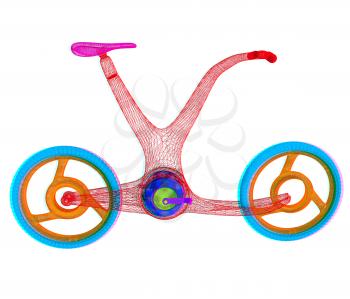 3d modern bike concept. 3D illustration. Anaglyph. View with red/cyan glasses to see in 3D.