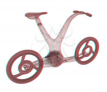 3d modern bike concept. 3D illustration. Anaglyph. View with red/cyan glasses to see in 3D.