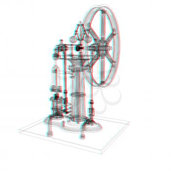 Perpetuum mobile. 3d render. 3D illustration. Anaglyph. View with red/cyan glasses to see in 3D.