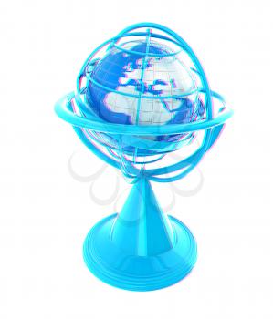 Terrestrial globe model . 3D illustration. Anaglyph. View with red/cyan glasses to see in 3D.