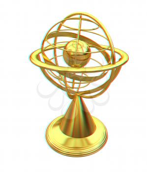 Terrestrial globe model . 3D illustration. Anaglyph. View with red/cyan glasses to see in 3D.