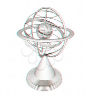 Terrestrial globe model . 3D illustration. Anaglyph. View with red/cyan glasses to see in 3D.