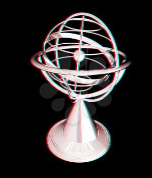 Terrestrial globe model . 3D illustration. Anaglyph. View with red/cyan glasses to see in 3D.