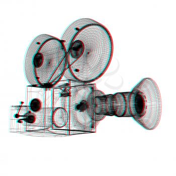 Old camera. 3d render. 3D illustration. Anaglyph. View with red/cyan glasses to see in 3D.