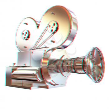 Old camera. 3d render. 3D illustration. Anaglyph. View with red/cyan glasses to see in 3D.