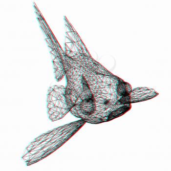 Fish. 3D illustration. Anaglyph. View with red/cyan glasses to see in 3D.