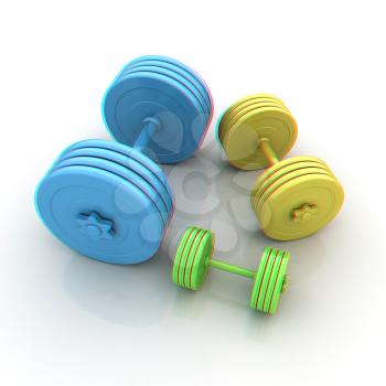 Fitness dumbbells. 3D illustration. Anaglyph. View with red/cyan glasses to see in 3D.