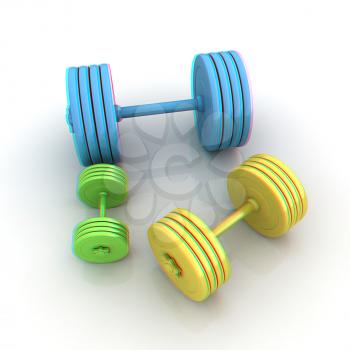 Fitness dumbbells. 3D illustration. Anaglyph. View with red/cyan glasses to see in 3D.