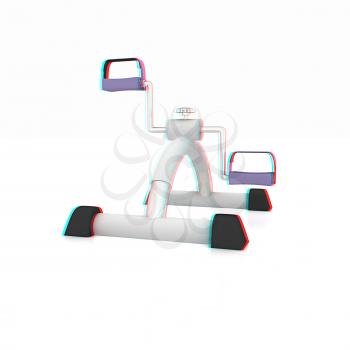 Exercise bike - fitness salon equipment. 3D illustration. Anaglyph. View with red/cyan glasses to see in 3D.