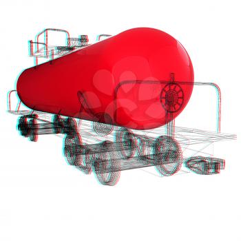 3D model cistern car. 3D illustration. Anaglyph. View with red/cyan glasses to see in 3D.