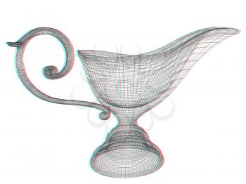 Vase in the eastern style. 3D illustration. Anaglyph. View with red/cyan glasses to see in 3D.