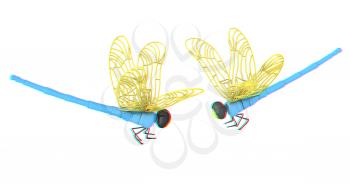 Dragonfly. 3D illustration. Anaglyph. View with red/cyan glasses to see in 3D.