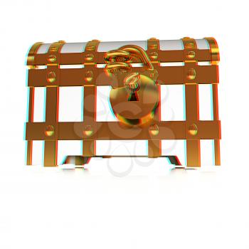 The chest. 3D illustration. Anaglyph. View with red/cyan glasses to see in 3D.