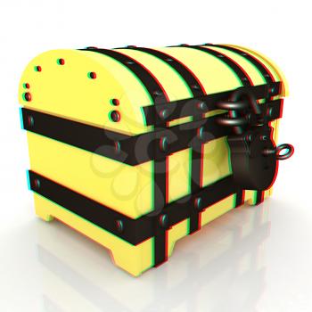 The chest. 3D illustration. Anaglyph. View with red/cyan glasses to see in 3D.