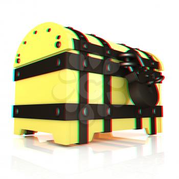 The chest. 3D illustration. Anaglyph. View with red/cyan glasses to see in 3D.