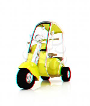 scooter. 3D illustration. Anaglyph. View with red/cyan glasses to see in 3D.