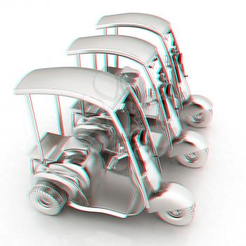 scooters. 3D illustration. Anaglyph. View with red/cyan glasses to see in 3D.