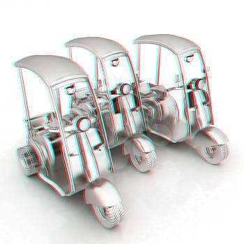 scooters. 3D illustration. Anaglyph. View with red/cyan glasses to see in 3D.