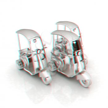 scooters. 3D illustration. Anaglyph. View with red/cyan glasses to see in 3D.