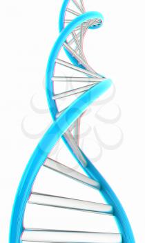 DNA structure model on white. 3D illustration. Anaglyph. View with red/cyan glasses to see in 3D.