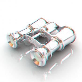 binoculars. 3D illustration. Anaglyph. View with red/cyan glasses to see in 3D.