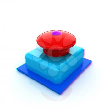 Emergency Button 3d icon. 3D illustration. Anaglyph. View with red/cyan glasses to see in 3D.