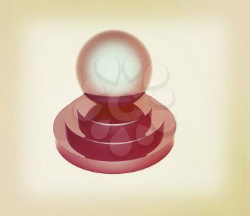 sphere on podium on a white background. 3D illustration. Vintage style.