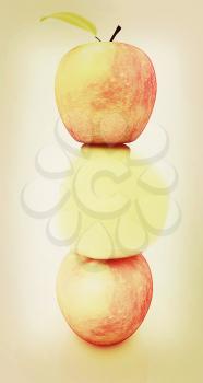 Spa still life from apples on a white background. 3D illustration. Vintage style.