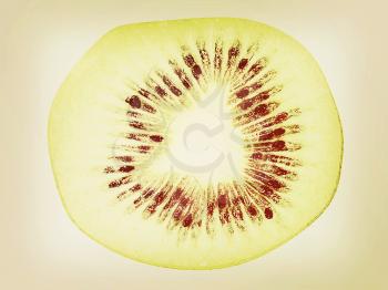 slices of kiwi on a white background. 3D illustration. Vintage style.