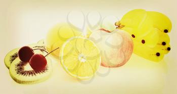 Citrus on a white background. 3D illustration. Vintage style.