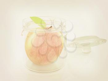 fresh apple in the bank on a white background. 3D illustration. Vintage style.