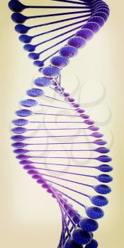 DNA structure model on a white background. 3D illustration. Vintage style.