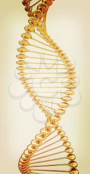 DNA structure model on a white background. 3D illustration. Vintage style.