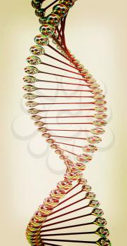 DNA structure model on a white background. 3D illustration. Vintage style.