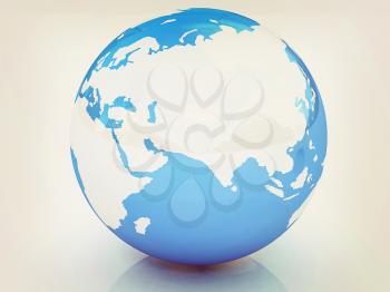 Earth on a white background. 3D illustration. Vintage style.