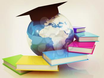 Global Education. 3D illustration. Vintage style.