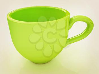 mug on a white background. 3D illustration. Vintage style.